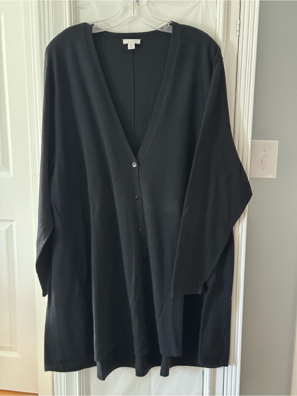 J. Jill Black Wool Blend V-Neck Button Front Cardigan Sweater Size 3X